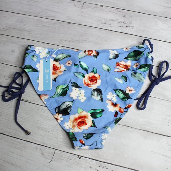 Cupshe Swimwear Women's Bikini Swim Bottoms Size XXL Blue Floral - Picture 5 of 5